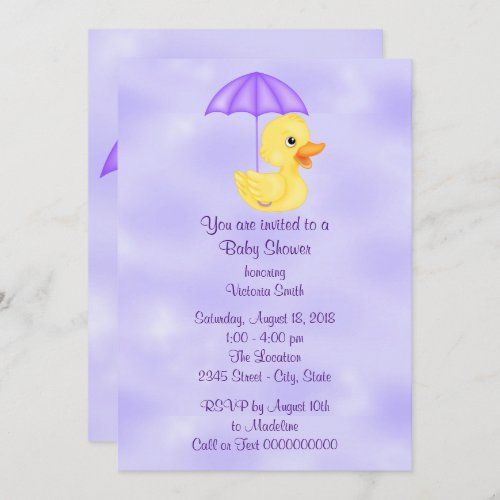 Baby Shower Baby Rubber Duck Invitation
