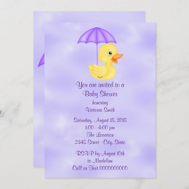 Baby Shower Baby Rubber Duck Invitation (Front/Back)