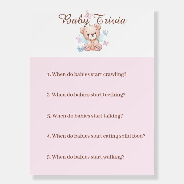 Baby Shower Baby Trivia Game Activity Foam Boards (Front)