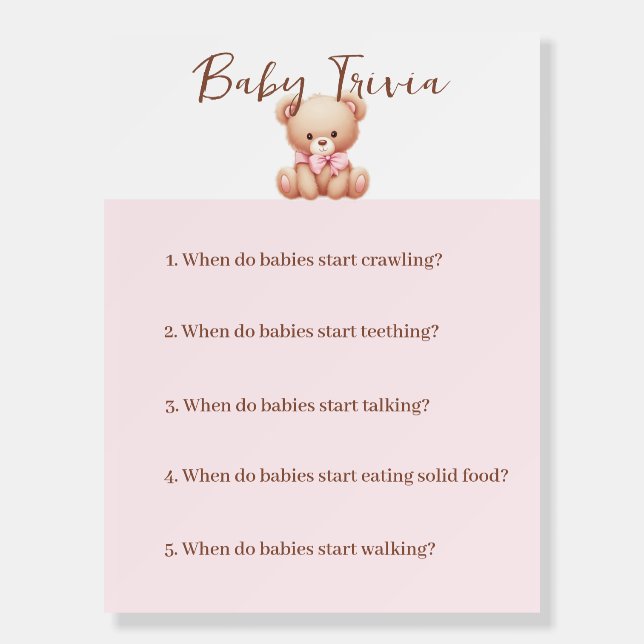 Baby Shower Baby Trivia Game Activity Foam Boards (Front)