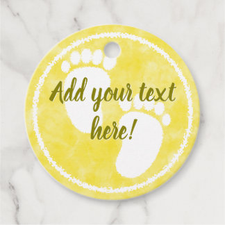 Baby Shower Baby Yellow Watercolor Custom Favor Tags