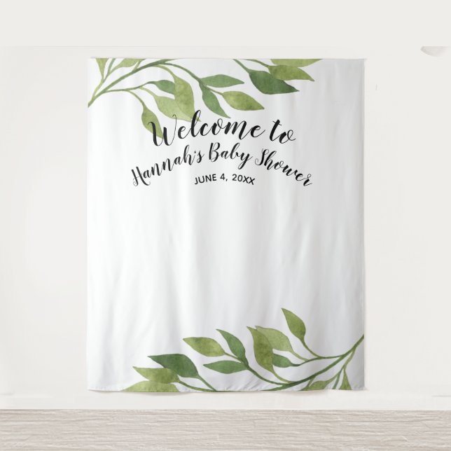 Baby shower backdrop, photo prop, custom botanical (Front)