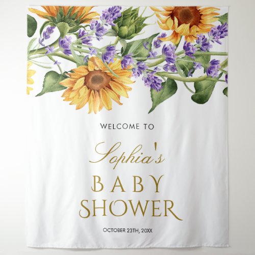 Baby Shower Backdrop _ Sunflowers  Lavender