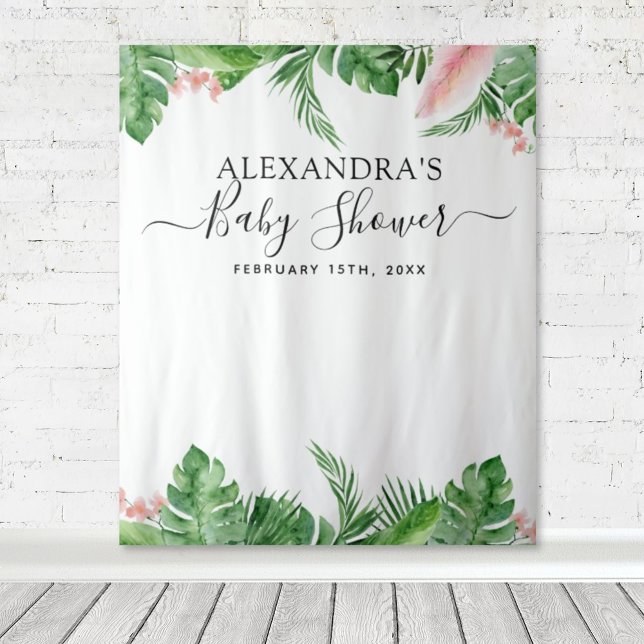 Baby Shower Backdrop Troical Floral Photo Booth (Creator Uploaded)