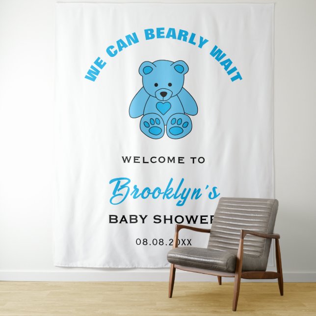 Baby Shower Backdrop We Can Bearly Wait Teddy Bear (In Situ)