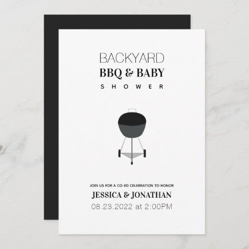 Baby Shower Backyard BBQ Co_Ed Couples Simple Invitation