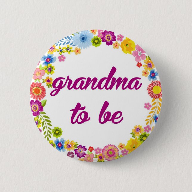 Baby Shower Badge - Grandma to be Button (Front)