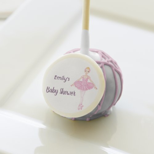Baby shower ballerina pink monogram cake pops