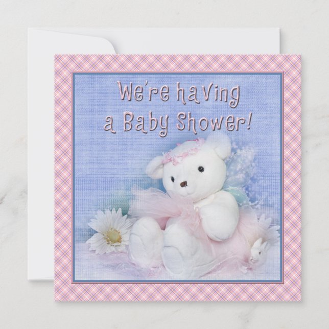 Baby Shower - Ballerina Teddy Bear Invitation (Front)