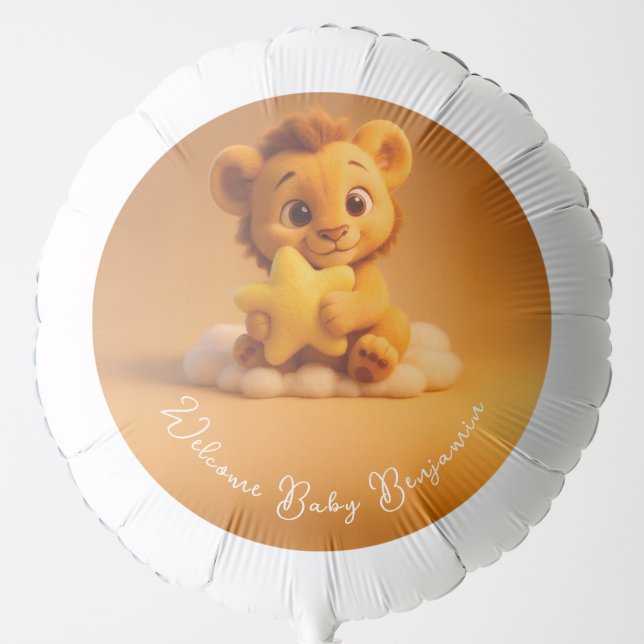 Baby Shower Balloon – Little Lion and Star (Front)