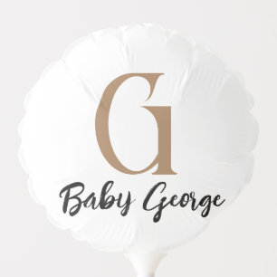Baby shower balloon monogram name minimal simple