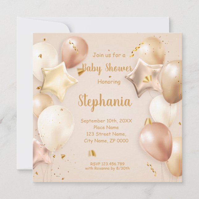 Baby Shower Balloons Invitation (Front)