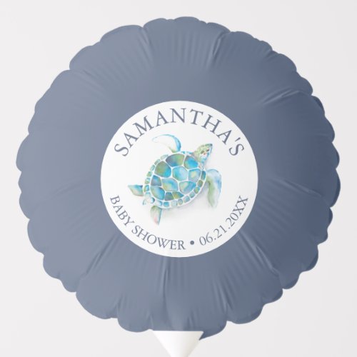 Baby Shower Balloons Template Blue Sea Turtle