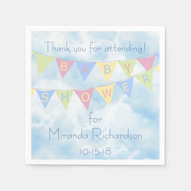 Baby Shower Banner Design Paper Napkins (Front)
