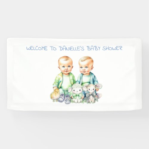 Baby Shower Banner for Twin Boys to be Signed