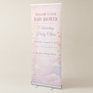 Baby Shower Banner   Pastel Teddy   Clouds   Bottl