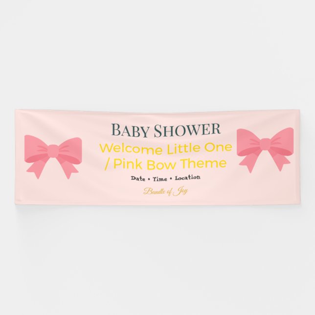 Baby Shower Banner | Pink Bow Joy (Horizontal)