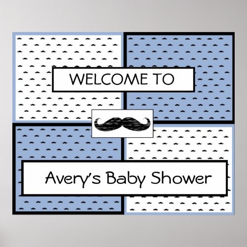 Baby Shower  Banner Poster Mustache Themed