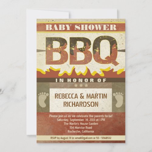 baby shower barbecue vintage invitations