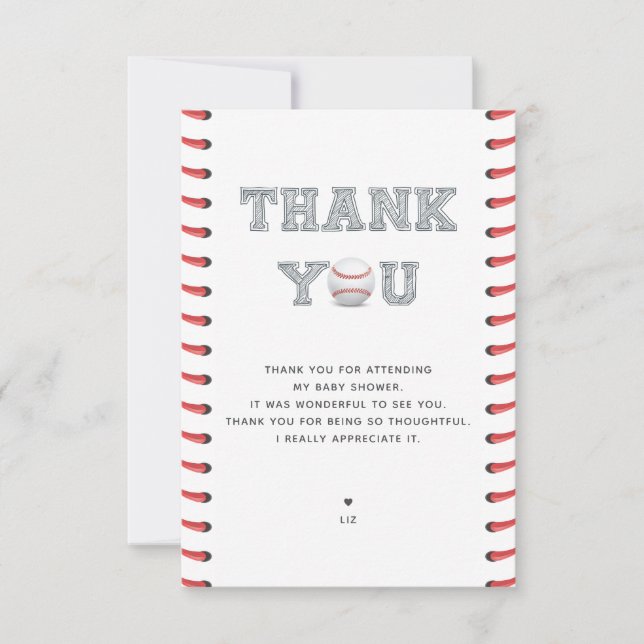 Baby Shower Baseball Thank You Card (Front)