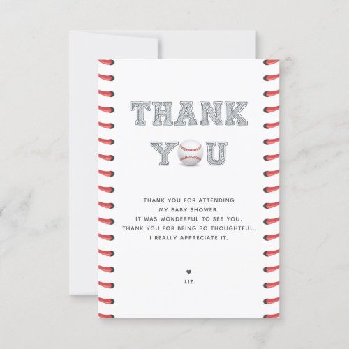 Baby Shower Baseball Thank You Card