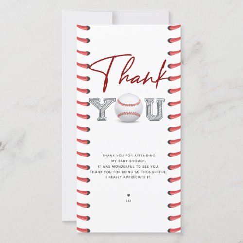 Baby Shower Baseball Thank You Card