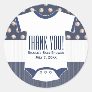 Baby Shower Baseball Themed Favor Classic Round Sticker