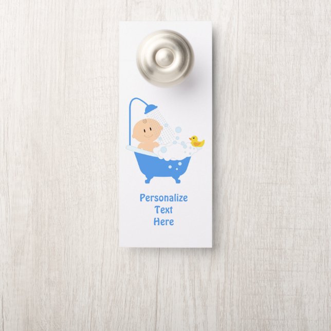 Baby Shower Bathtub  Bath Time Personalized Room Door Hanger (On Knob)