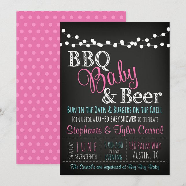 Baby Shower BBQ baby chalkboard Invitation (Front/Back)