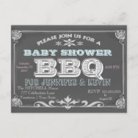 Baby Shower | BBQ | Chalkboard Invitation Postcard