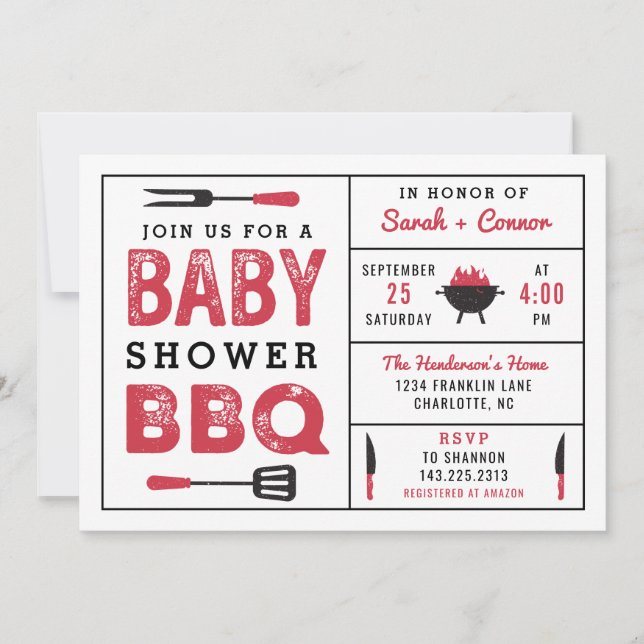 Baby Shower BBQ Couple's Shower Invitation (Front)