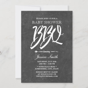 Baby Shower BBQ Party Rustic Chalkboard Invitation