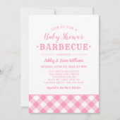 Baby Shower BBQ Pink Gingham Plaid Invitation (Front)