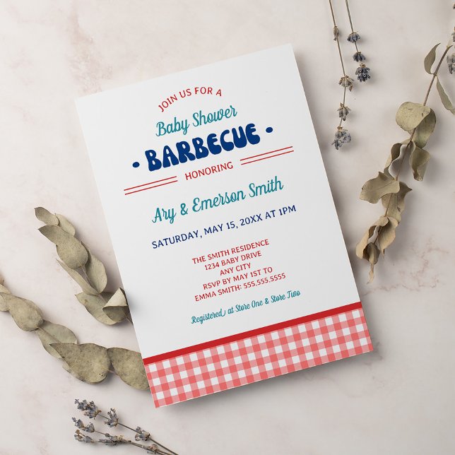 Baby Shower BBQ Red White and Blue Invitation (Creator Uploaded)