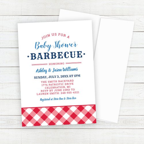 Baby Shower BBQ Red White and Blue Invitation