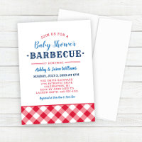 Baby Shower BBQ Red White Blue Gingham Plaid