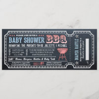 Baby Shower BBQ Ticket Invitations w Diaper Raffle