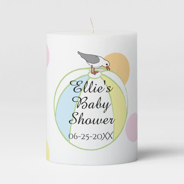 Baby Shower Beach Ball 3 x 4" Pillar Candle (Front)