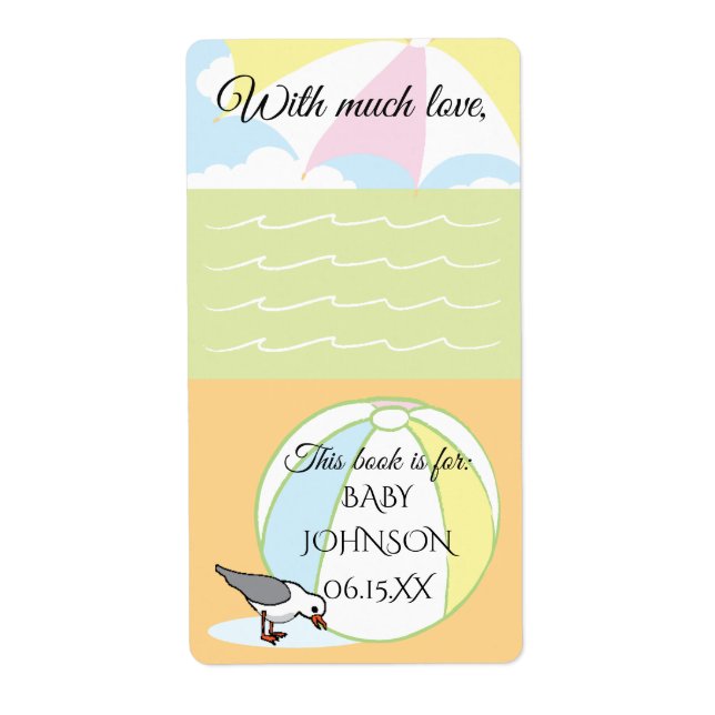 Baby Shower Beach Ball Bookplate Sheet 8 (Front)