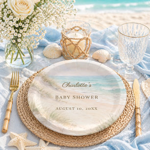 Baby Shower beach coastal elegant Paper Plates