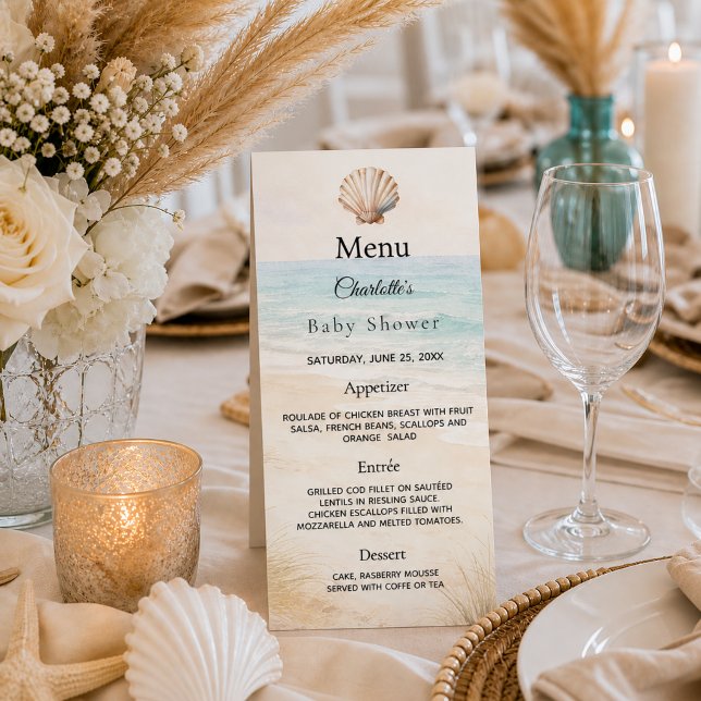 Baby Shower beach party menu card (Creator Uploaded)