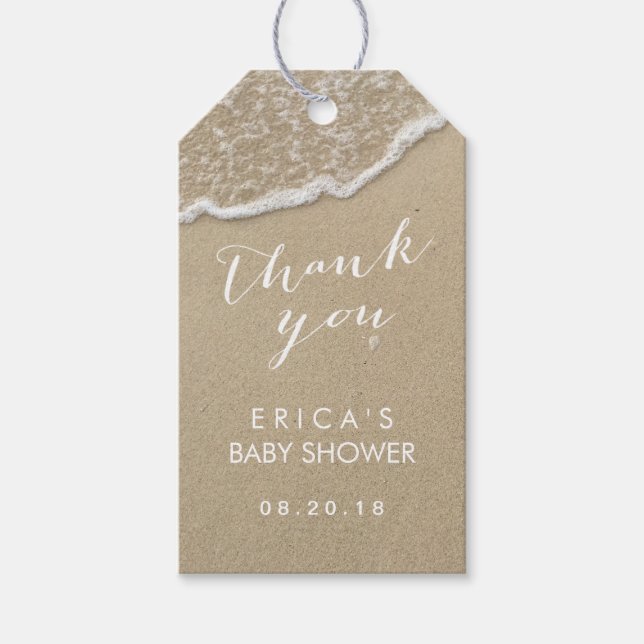 Baby Shower Beach Waves Thank You Gift Tags (Front)