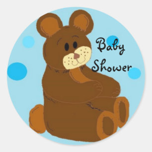 Baby Shower Bear Classic Round Sticker