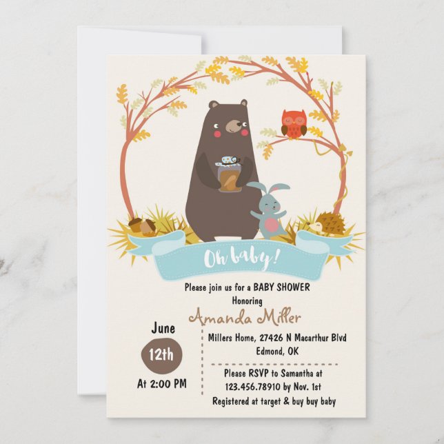 Baby Shower Bear invitation (Front)