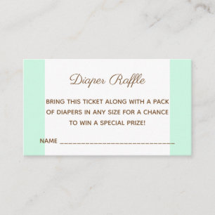 Baby Shower Bear Mint Green Diaper Raffle Ticket Enclosure Card