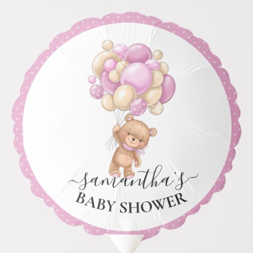 Baby Shower Bear Pink Polka Dot  Balloon