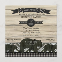 Baby Shower Bear Woodland Forest Lumberjack Plaid