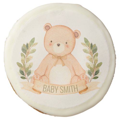 BABY SHOWER _ bearly wait _ teddy bear _ CREAM Sugar Cookie
