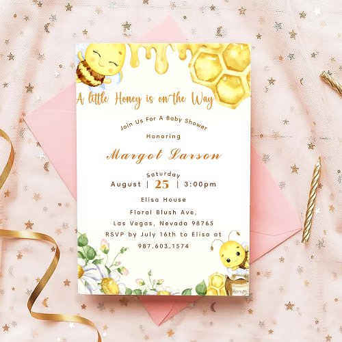 Baby Shower Bee A Little Honey Is On The Way Invitation
