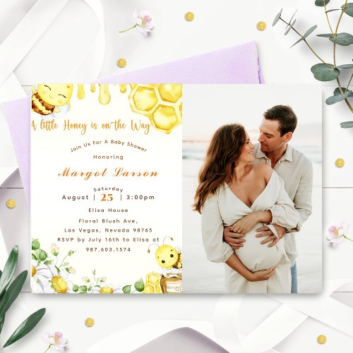 Baby Shower Bee A Little Honey Is On The Way Photo Invitation